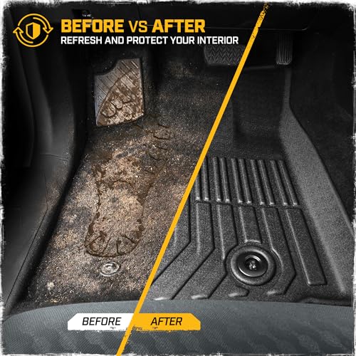 CAT® JustFit™ 3D All Weather Floor Mats for Toyota Tacoma 2016-2023, Custom Fit Heavy Duty Rubber Car Mats Full Set for Double Cab and Automatic Only, Tacoma SR/SR5/TRD/Limited/Trail Accessories - style: Toyota Tacoma (2016-2023)