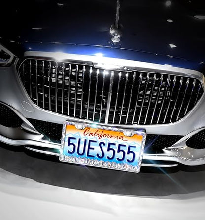 Rhinestone License Plate Frames 1 Pack Sparkly Glitter Bedazzled License Plate Frame Bling License Plate Holder Cover - High End Gift Box Packaging Bling Car Accessories for Women - color: CPJ-03-white-1pack