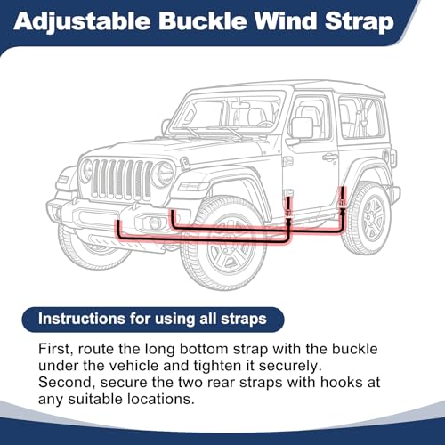 QUNSUNUS Cab Cover for Jeep JK JL 2 Door, Car Half Cover with Cotton Liner and Straps, Outdoor Car Cover Waterproof All Weather with Wind, Sun, UV and Dust Protection - size: for Jeep JK&JL 2 Door Cab Cover