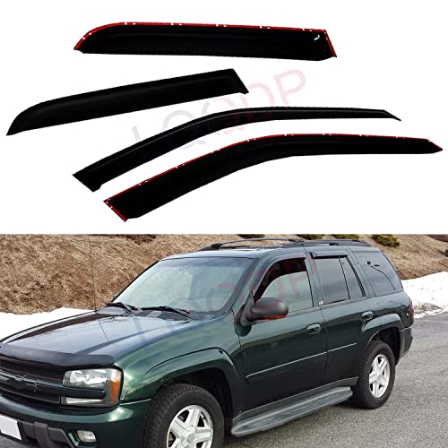 4pcs Window Visors Compatible with 2002-2009 Trailblazer Envoy 5 Passenger Models Front+Rear Smoke Sun/Rain Guard Outside Mount Tape-On - size: Compatib With 2002-2009 Trailblazer/Gmc Envoy