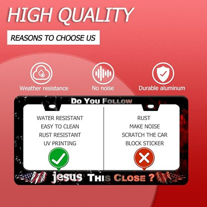 Do You Follow Jesus This Close License Plate Frame Christian License Plate Funny Auto Accessory Bracket Stainless Steel License Plate Frames 6.3 x12.3 Inch - color: Do You Follow Jesus This Close