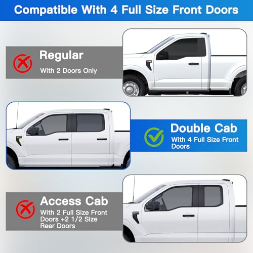 4Pcs Window Vent Visors, Outside-Mount Window Deflectors, Rain Guards for 2005-2015 Toyota Tacoma Double Cab - size: 2005-2015 Tacoma Double Cab
