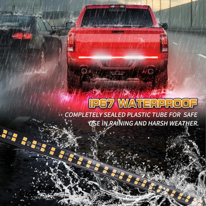 XRIDONSEN 60 inch Truck Tailgate Emergency Lights Strip 360 LED Rear Window Red White Strobe Firefighter Lights Warning Hazard Safety First Responder for Vehicles Trucks Pickup POV - color: Red/White
