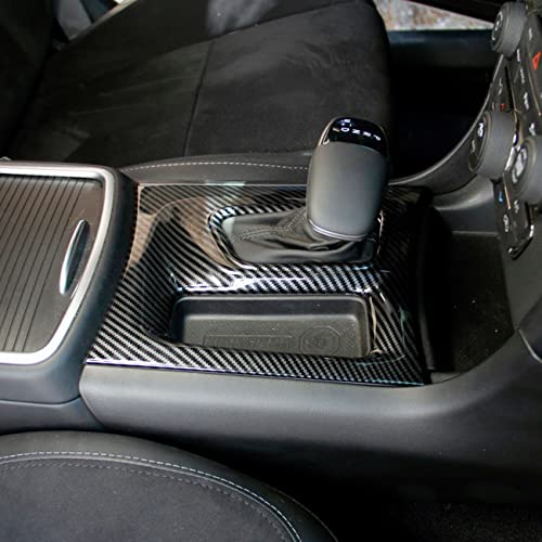 crosselec Carbon Fiber Central Control AC Switch Gear Shift Panel Cover Trim 2pcs for Dodge Charger 2015-2022 - color: black 2pcs