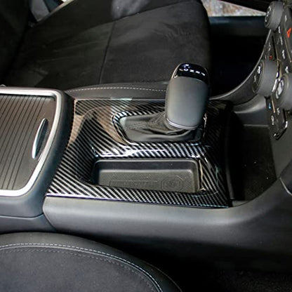 crosselec Carbon Fiber Central Control AC Switch Gear Shift Panel Cover Trim 2pcs for Dodge Charger 2015-2022 - color: black 2pcs
