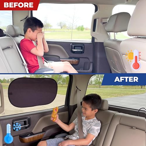 EcoNour Car Side Window Shade for Baby - 2 Pack | Car Window Shade for Sun Glare, Heat and UV Protection | Rear Side Window Sunshade for Privacy Blackout Car Accessories | Medium (20"x12") - size: Medium