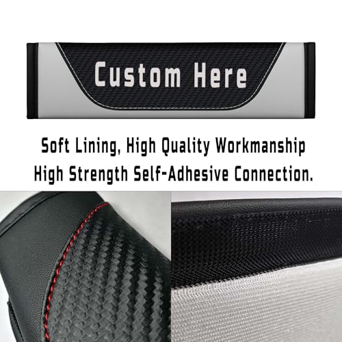 Custom Carbon Fiber Seat Belt Cover Pad – Personalized Seatbelt Covers with Name, Logo, Text & Image – Car Accessories for Women, Men, Kids – Soft Seatbelt Cushion Shoulder Pads for Car, Truck, SUV - color: White