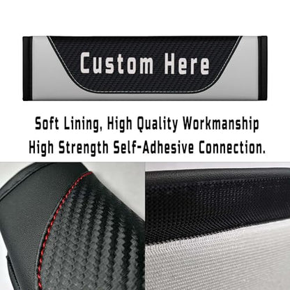 Custom Carbon Fiber Seat Belt Cover Pad – Personalized Seatbelt Covers with Name, Logo, Text & Image – Car Accessories for Women, Men, Kids – Soft Seatbelt Cushion Shoulder Pads for Car, Truck, SUV - color: White