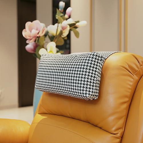 Non-Slip Head Pillow for Recliners - Neck Support Cushion with Velvet Cover for Pain Relief at Home, Office and Travel (Houndstooth) - color: Houndstooth