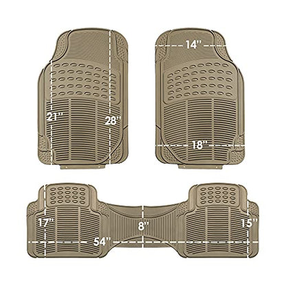 FH Group Trimmable Non-Slip Rubber Floor Mats 3 Row Set - Universal Fit for Cars Trucks and SUVs (Beige) F11305 + F16400 - color: Beige, style: 3 Row Set + Cargo