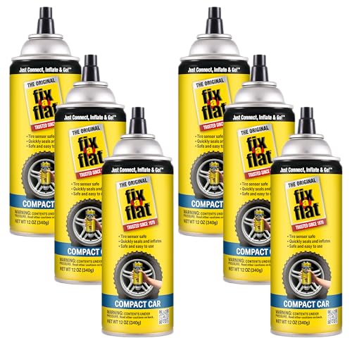 Fix-A-Flat S60410-6PK Aerosol Emergency Flat Tire Repair and Inflator, for Compact Tires, Eco-Friendly Formula, Universal Fit for All Compact Cars, 12 oz. (Pack of 6) - size: 12oz 6pk