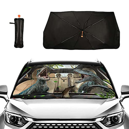 Funny Dinosaurs Car Shade Front Windshield Sun Shade Foldable Car Shade Umbrella Keep Vehicle Cool for Most Vehicles Windshield Umbrella - color: Dinosaurs