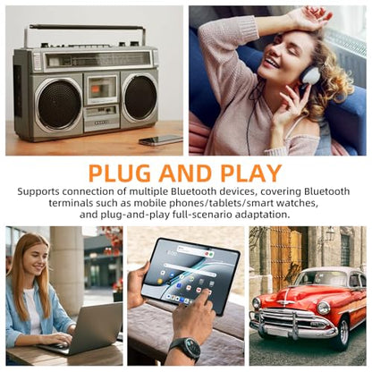 Car Audio Bluetooth 5.0 Cassette Receiver,Cassette Bluetooth Adapter for Car Tape Player, Hands-Free Calling, Stereo Two-Channel, Compatibility with Smartphones, Tablets, MP3, Black