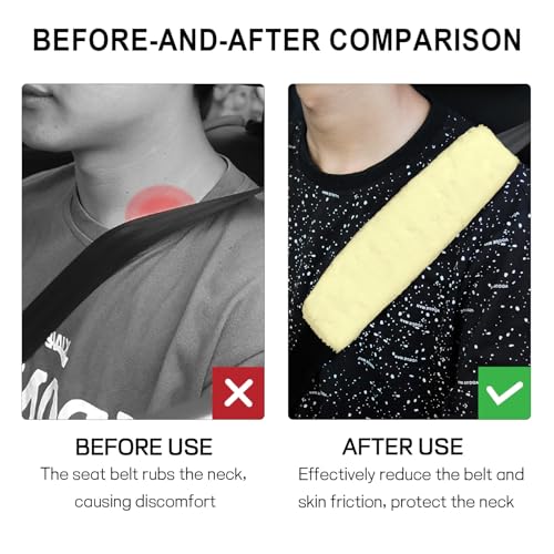 2 Pack Car Seatbelt Covers Shoulder Pad, Soft Faux Sheepskin Seat Belt Shoulder Cover for a Comfortable Driving, Seat Belt Shoulder Strap Covers Helps Protect Your Neck and Shoulder (Beige) - color: Beige