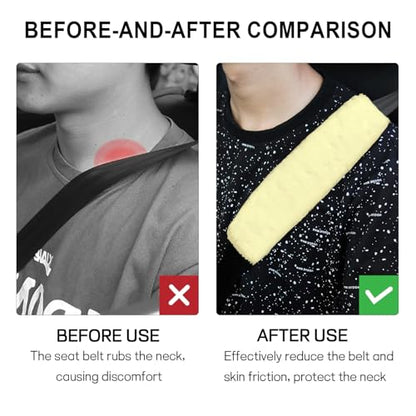 2 Pack Car Seatbelt Covers Shoulder Pad, Soft Faux Sheepskin Seat Belt Shoulder Cover for a Comfortable Driving, Seat Belt Shoulder Strap Covers Helps Protect Your Neck and Shoulder (Beige) - color: Beige