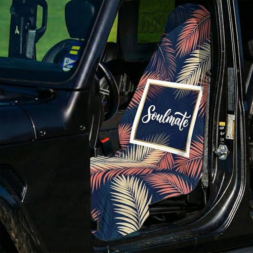 2 Pack Car Seat Towel Covers, Sweat-Proof Microfiber Seat Protectors for Gym, Running, Beach & Workout, Breathable Quick-Dry, Machine Washable, Pink Palm Leaves Print, Universal Fit - color: Pink Palm Leaves