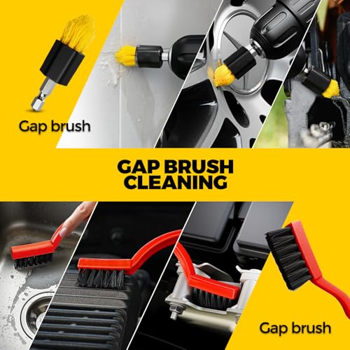 Holikme 22Pack Drill Brush Attachments Set,Scrub Pads & Sponge, Buffing Pads,Power Scrubber Brush,Car Polishing Pad Kit,Wax Applicator Pad,Car Cleaning Kit,Masonry Brushes,Cleaning Supplies - color: Yellow