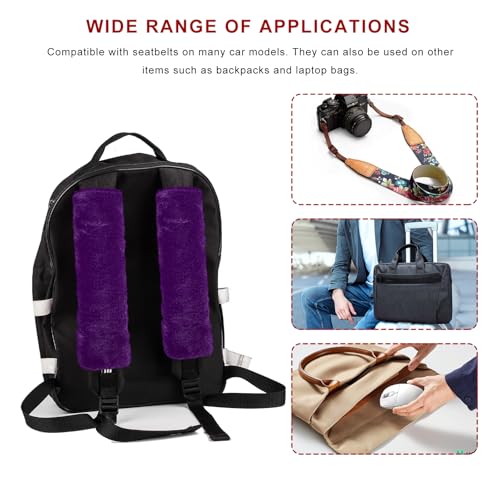 Sun Walker 2PCS Seat Belt Shoulder Pads, Fluffy Soft Plush Auto Seat Belt Pads for Protecting Your Neck & Shoulder, Comfortable Seatbelt Cover Warm Protective Cushion for Most Cars (Purple) - color: Purple