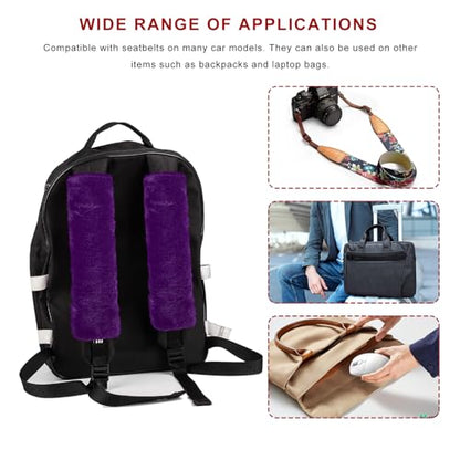 Sun Walker 2PCS Seat Belt Shoulder Pads, Fluffy Soft Plush Auto Seat Belt Pads for Protecting Your Neck & Shoulder, Comfortable Seatbelt Cover Warm Protective Cushion for Most Cars (Purple) - color: Purple