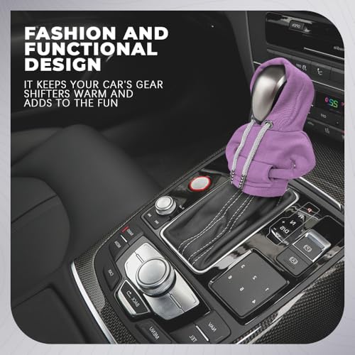 Gear Shift Hoodie, Gear Shift Cover, Fashionable Hoodie Automotive Gear Shift Knob Protector, Car Accessories Mini Sweater Gear Shift Knob Cover for Car Gear Shift Levers (Purple) - color: Purple