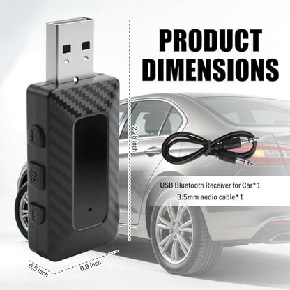 USB Bluetooth Adapter for Car Stereo,Wireless 5.3 Bluetooth FM Transmitter Receiver for FM+AUX,Universal USB to Bluetooths Adapter for Car Stereo,Home Stereoes,Computer