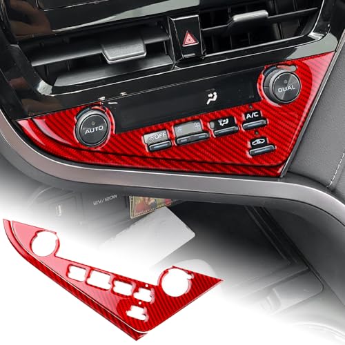 AIRSPEED Carbon Fiber for 2018-2024 Toyota Camry Center Console Button Frame Cover Car Interior Trim Accessories, Red, Type B - color: No Windshield Defogging Button Red