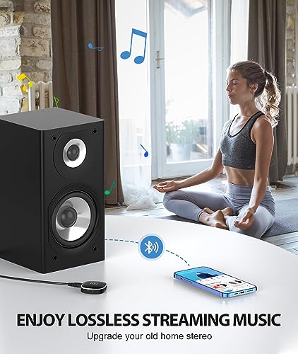 COMSOON AUX Bluetooth Adapter for Car, [LED Screen] Bluetooth 5.3 Receiver for Speaker/Home Stereo/Wired Headphones, 3.5mm Wireless Audio Receiver for Hands-Free Call/Music, Dual Connection