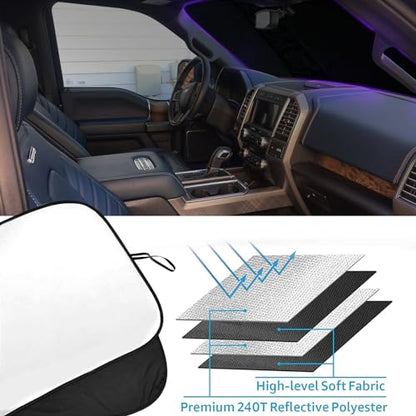 Front Windshield Sunshade fit for F150 2015-2020 UV Ray Reflector Foldable Car Shade Automotive Windshield Sunshades Ford F150 Accessories Windshield Sun Shade |Keeps Your Vehicle Cool| - size: Fit for F150 2015-2020