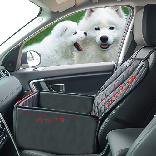 Pet Dog Seat Cover for Car Waterproof Washable Pet Dog Mat Booster Seat Cover Car Pet Dog Protector Cover with 1 Pcs Pet Seat Safety Belt for Dogs SUV Cars Trucks (Black) - color: black
