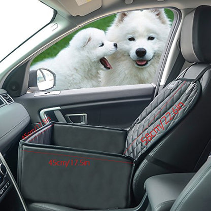 Pet Dog Seat Cover for Car Waterproof Washable Pet Dog Mat Booster Seat Cover Car Pet Dog Protector Cover with 1 Pcs Pet Seat Safety Belt for Dogs SUV Cars Trucks (Black) - color: black