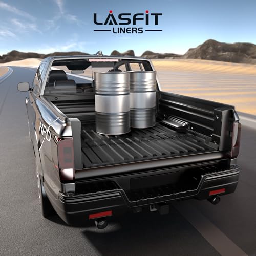 LASFIT Truck Bed Mat for Honda Ridgeline 2026 2025 2024 2023 2022 2021 2020 2019 2018 2017 5.3FT (64.0 in) Bed Mat, TPE All Weather Custom Fit Truck Cargo Bed Liner, Black - style: 8）For Honda Ridgeline | 2017-2026 | Truck Bed Mat