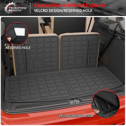 Cargo Mat Compatible with 2020-2025 2026 Ford Explorer Trunk Mat Cargo Liner Seat Back Cover Protector TPE All Weather Trunk Liners 2025 Explorer Accessories (Trunk Mat + Backrest Mats) - style: For Ford Explorer 3Pcs| 2020-2026