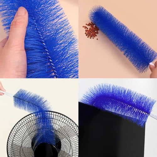 Qancesd 2 Pack Cobweb Dusters, Bendable Fan Cleaning Brush, Flexible Ceiling Fan Cleaner, Dusting Brush for Air Conditioning Shutters