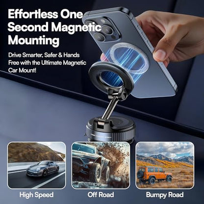 2026 Model Magnetic Car Phone Holder – Strong Suction Cup Car Mount for iPhone & Android, 360° Rotating Dashboard & Windshield Phone Stand, Cell Phone Holder Car Accessories (Black) - color: Black