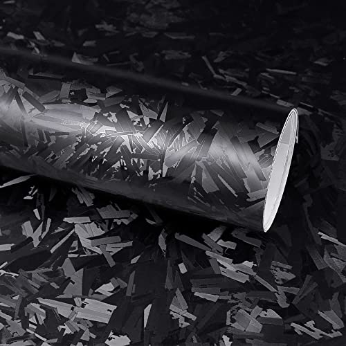 Black Forged Carbon Fiber Vinyl Wrap Roll, Lypumso Matte Black Car Wrap Vinyl with Bubble Free Air Release Auto DIY Decal Vehicle Motorcycle Self Adhesive Sticker (Black Forged Carbon, 1ft x 10ft) - color: Black Forged Carbon, size: 1ft x 10ft