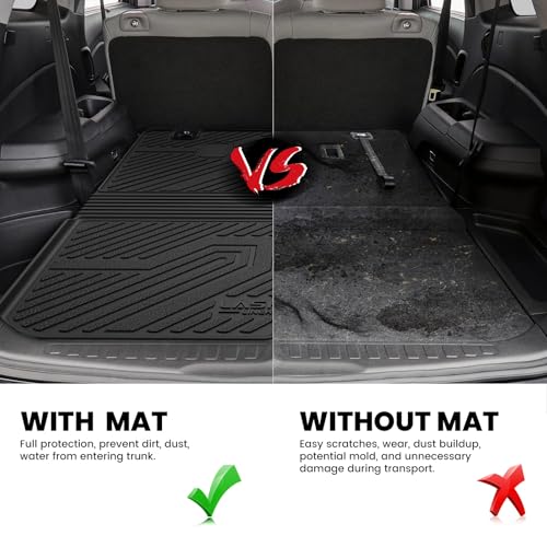 LASFIT Cargo Mat with Backrest Mat for Honda Pilot 2016-2022, Split & One-Piece Foldable Seating TPE Custom Fit Trunk Mat Cargo Liner with Seatback Mat Accessories, Black - style: 4）For Honda Pilot | 2016-2026 | Trunk Mat