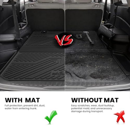LASFIT Cargo Mat with Backrest Mat for Honda Pilot 2016-2022, Split & One-Piece Foldable Seating TPE Custom Fit Trunk Mat Cargo Liner with Seatback Mat Accessories, Black - style: 4）For Honda Pilot | 2016-2026 | Trunk Mat