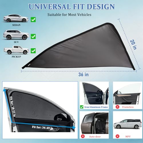 Car Window Shades,2 Pack Car Side Window Sunshade,Breathable & Retractable Car Window Shade for Baby,Universal Fit Most of Cars,Glare Shield,Protect Privacy(Front Windows) - size: Medium-for Front Windows