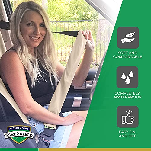 Seatbelt Covers - Removable Car Seat Belt Cover for Women, Men, Kids - Tan 20 in Long Waterproof Seat Belt Cushion with Protection from Sweat and Odor for All Vehicles - color: Tan