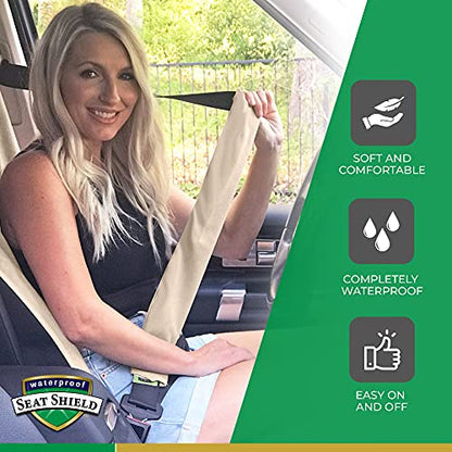 Seatbelt Covers - Removable Car Seat Belt Cover for Women, Men, Kids - Tan 20 in Long Waterproof Seat Belt Cushion with Protection from Sweat and Odor for All Vehicles - color: Tan