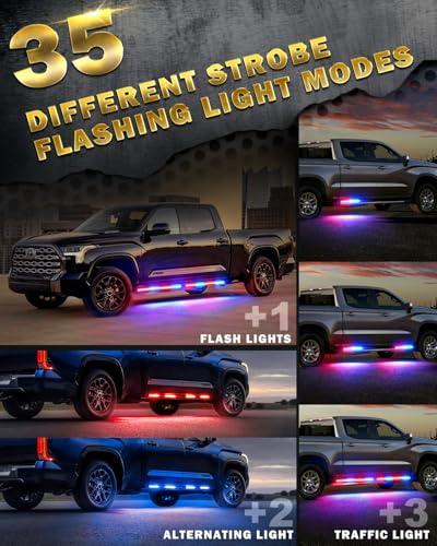 LUMENIX 70 Inch Emergency Running Board Rigid Strobe Lights Strip Bar 864 LED Flashing Warning Police Light with Controller for Cop Vehicles Trucks Pickups Cars - Red and Blue - color: Red and Blue