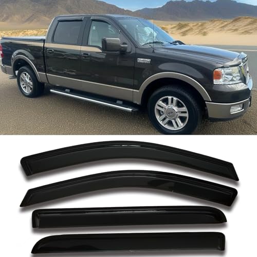 Window Visors Rain Guards Side Vent Guard Shade Sun Wind Deflectors for Ford F150 SuperCrew/Crew Cab 2004-2008,Also Fit Lincoln Mark LT 2006-2008,Sun Visor for Car,4-Pieces Set 94443 - size: 2004-2008 F150 SuperCrew/Crew Cab