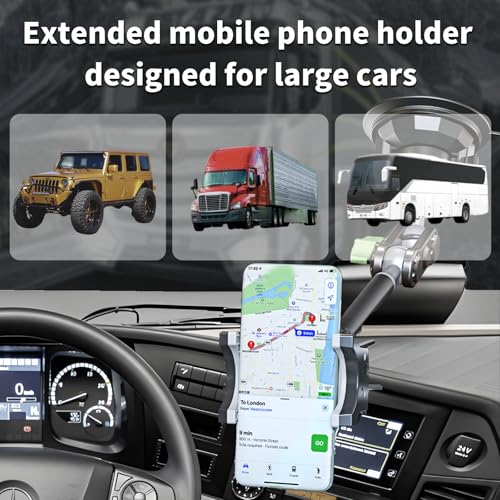 Car Phone Holder-Phone Mount for Car Windshield & Truck-Holder with 360° Rotating Metal Arm-Mount with Super Stable Suction Cup for All Vehicles - style: Extended