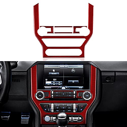 Car Center Control CD Panel Sticker Carbon Fiber Decal Accessories for Ford Mustang 2015 2016 2017 2018 2019 2020 2021 2022 2023 - color: Center Control CD Panel