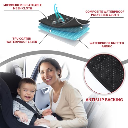 HunnmingRe 2 Pack Black Car Seat Protector for Potty Training Waterproof Piddle Pad Cover from Spillages Nappy Leaks Toilet Training Anti Slip Backing Strollers Carseat Liner for Toddlers Babies - style: Black+Grey