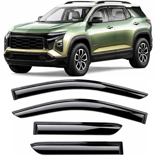 2025 2026 Tape-On Rain Guards for Chevrolet Chevy Equinox Side Window Visor Deflectors Extra Thick Shade LT RS ACTIV EV - size: For Chevy Equinox 2025-2026