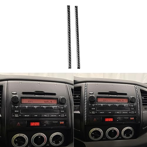 Real Soft Carbon Fiber Car Center CD Player Control Panel Side Strip Decal Trim Sticker Auto Premium Interior Accessories Compatible with Toyota Tacoma 2009 2010 2011 Black - color: Cd Side Strip, size: Black Carbon Fiber