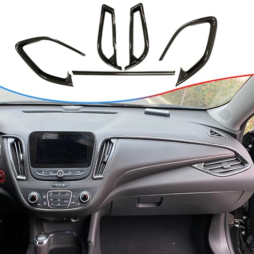MUXEE Dashboard AC Air Vent Outlet Trim, 5PCS for Chevrolet Malibu 2016 2017 2018 2019 2020 2021 2022 2023 2024 - ABS Carbon Fiber Grain Sport Interior Trim Full Set Accessories - color: carbon fiber