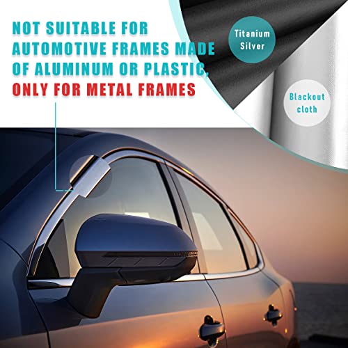 Ziciner Car Window Sun Shade（Only for Metal Frame）, 2 Pcs Auto Side Front Magnetic Windshield Curtains, Sun Heat Blocker and UV Rays Protector, Universal Window Covers for Car (Silver-Front Window) - color: Silver-Front Window