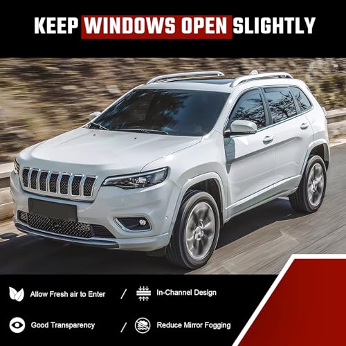 in-Channel Rain Guards Fit for Jeep Cherokee 2014-2023 Black Extra Durable Shatterproof Side Window Deflectors, Vent Window Visors, Wind Deflectors - 4 PCS - size: Fit for Jeep Cherokee 2014-2023 in Channel